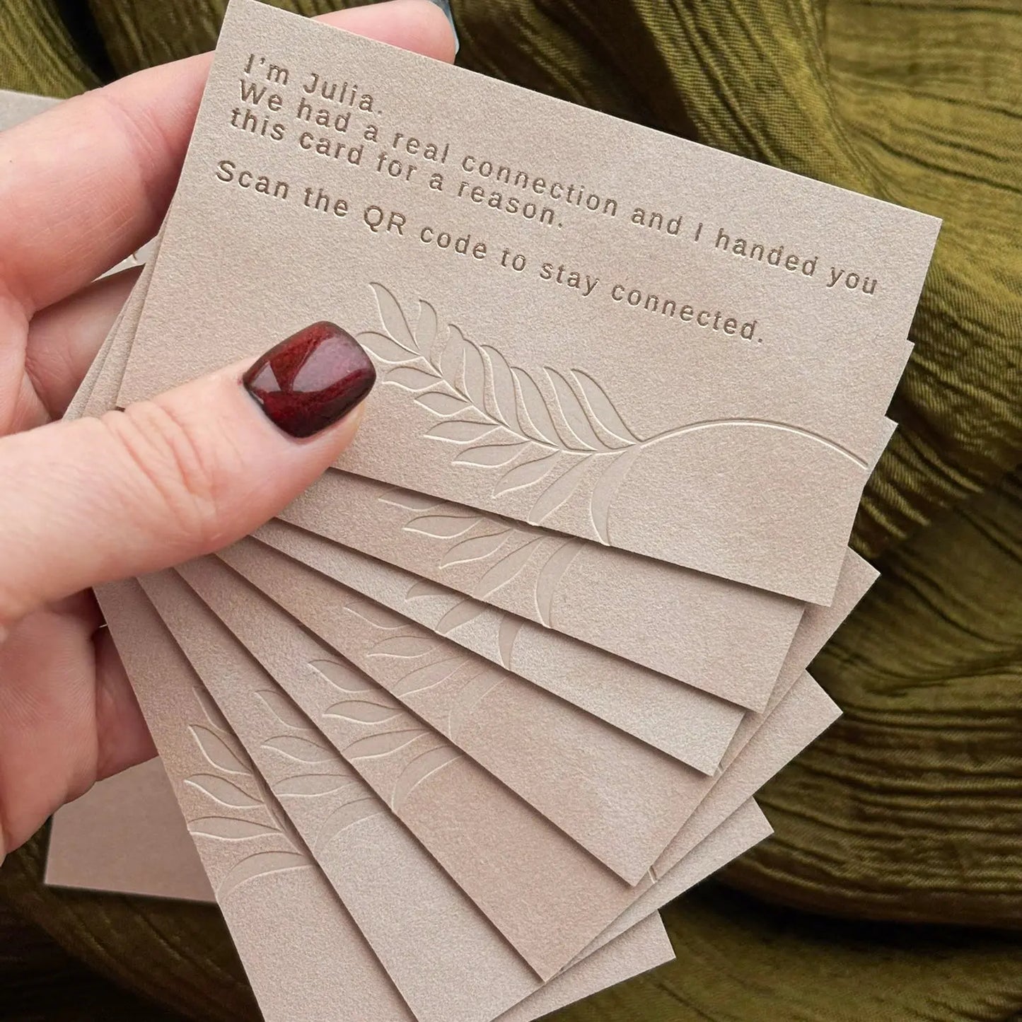 Aura Luxury Velvet Business Cards with Foil Debossing & Custom QR Code BcardsCreation