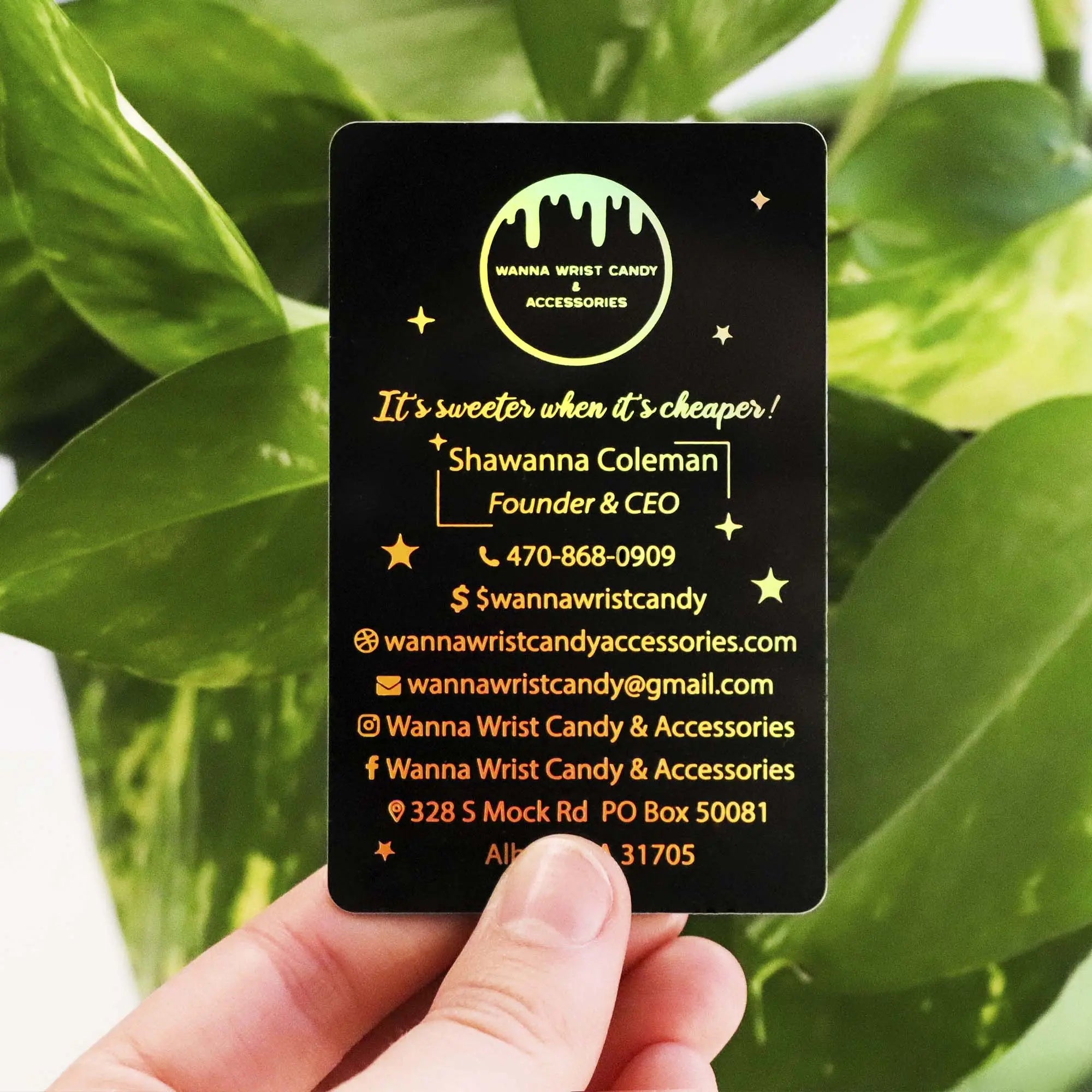 Black and holographic business cards
