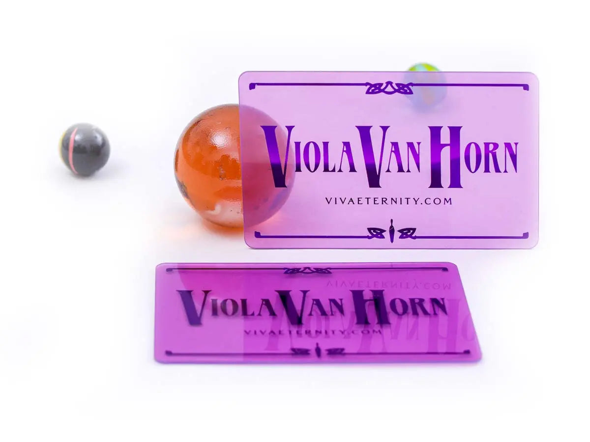 Viola Clear Plastic Business Cards Full color with purple foil