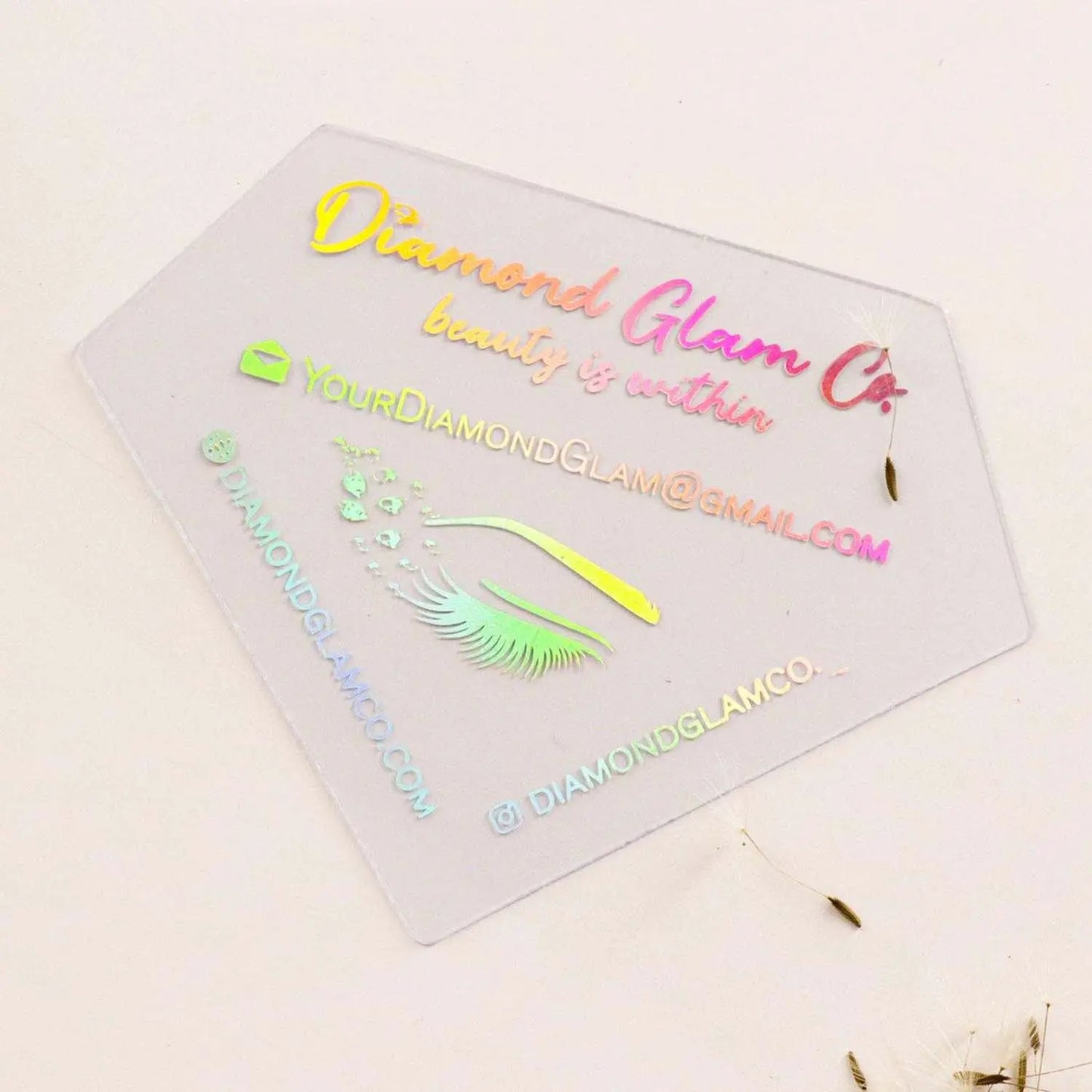 Diamond Shape Frosted Transparent Plastic Business Cards with Foiling - BcardsCreation