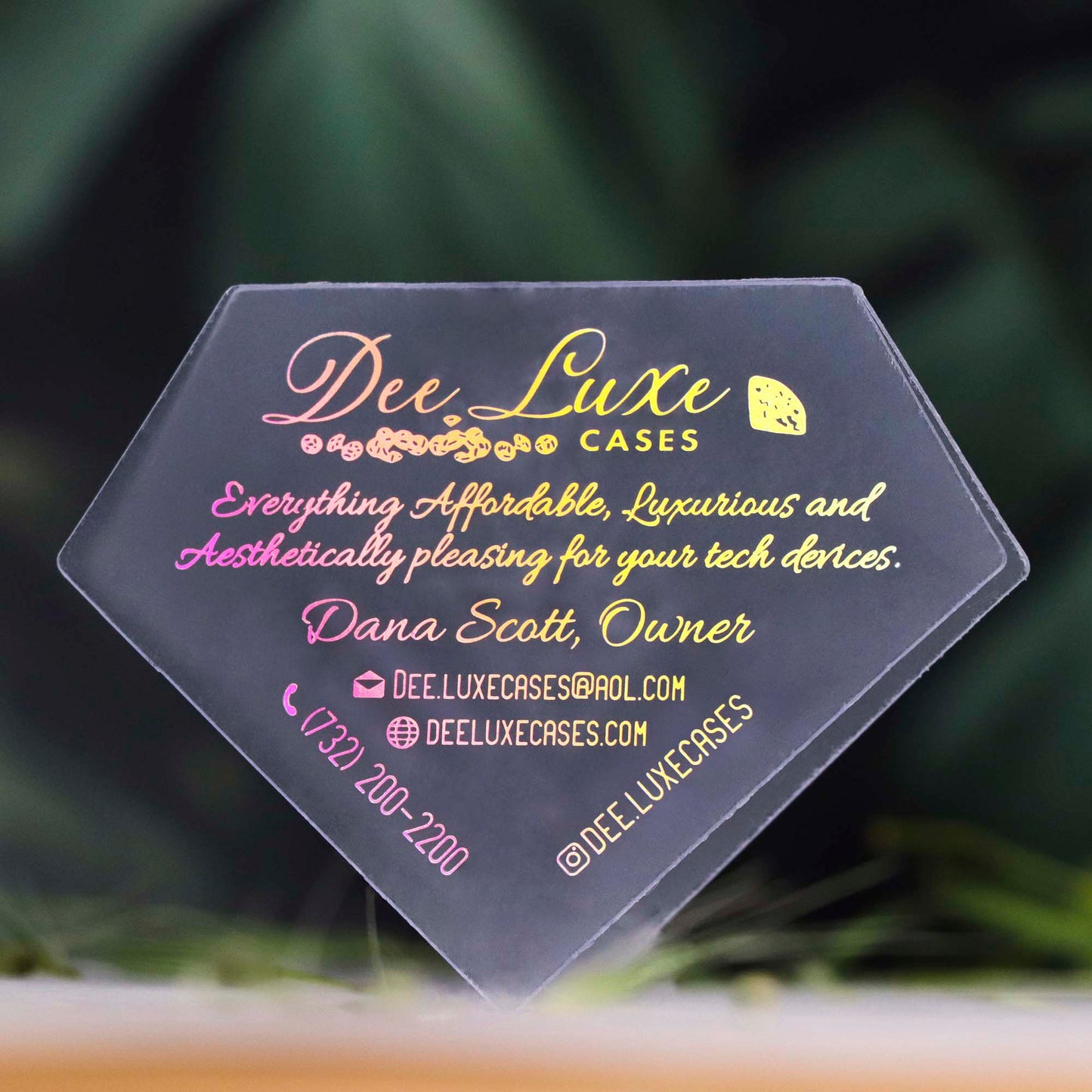 Diamond Business Cards, Frosted Plastic, Custom shape card