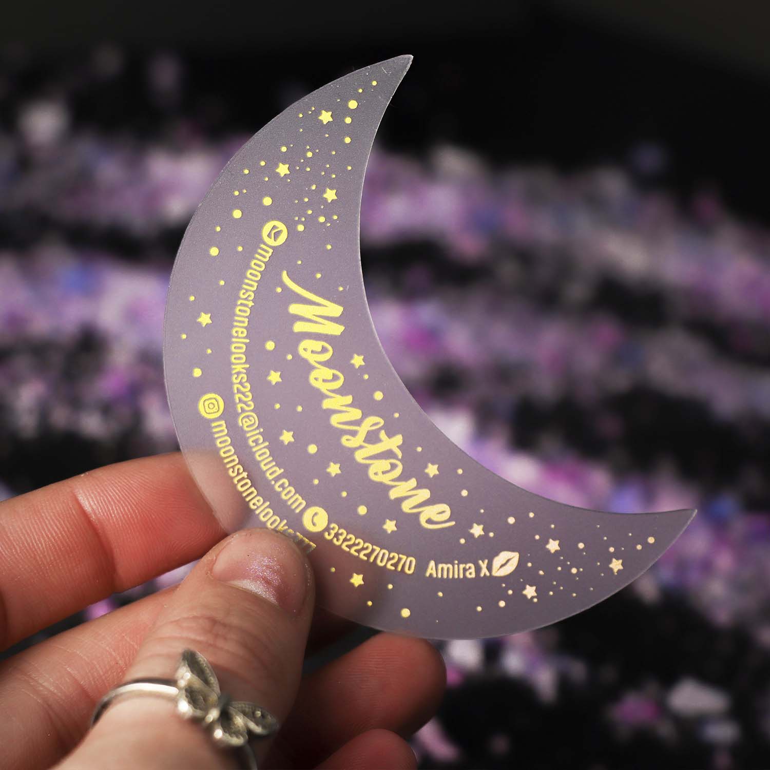Plastic Business Card | Moon custom business card | Unique business card | Professional cards | Clear business cards | Acrylic card | Jewelry card BcardsCreation