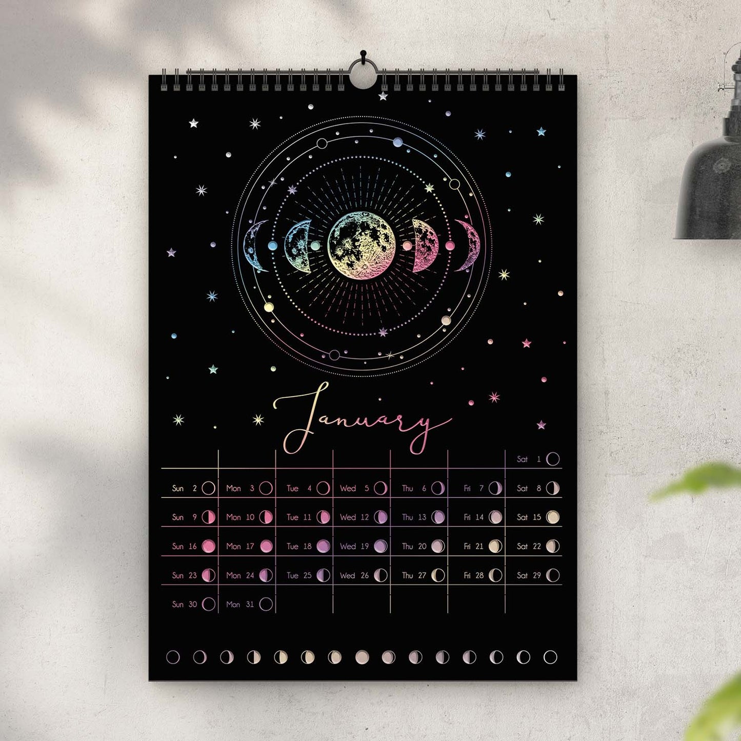 January new moon calendar 2024 Gold foil