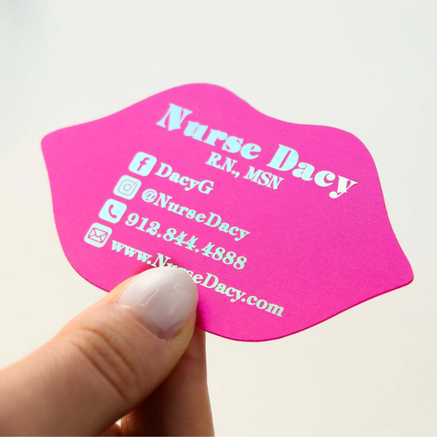 Lips Shape Clear Business card, Hot pink plastic cards, Custom Shape business cards