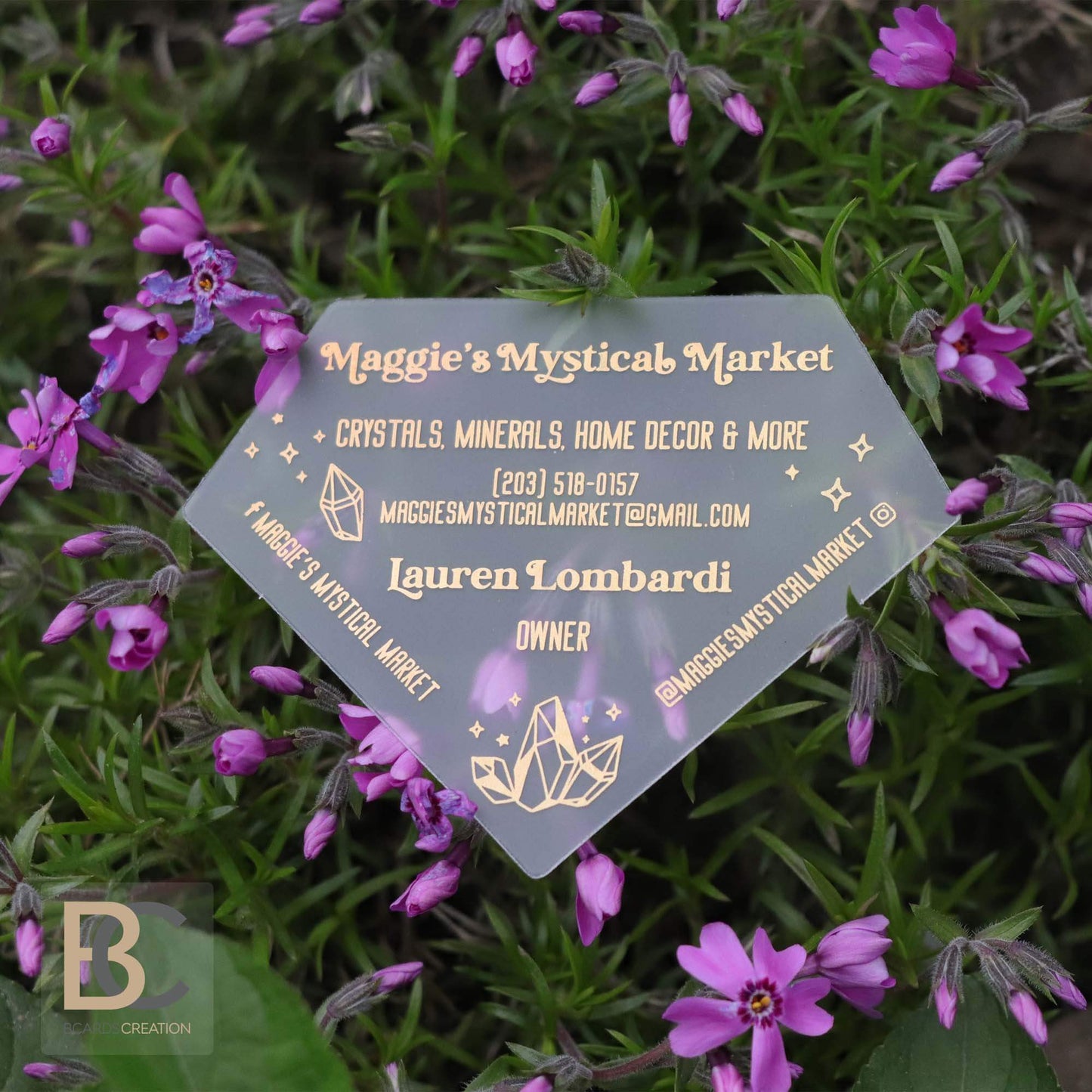Diamond Business Cards, Frosted Plastic, Custom shape card