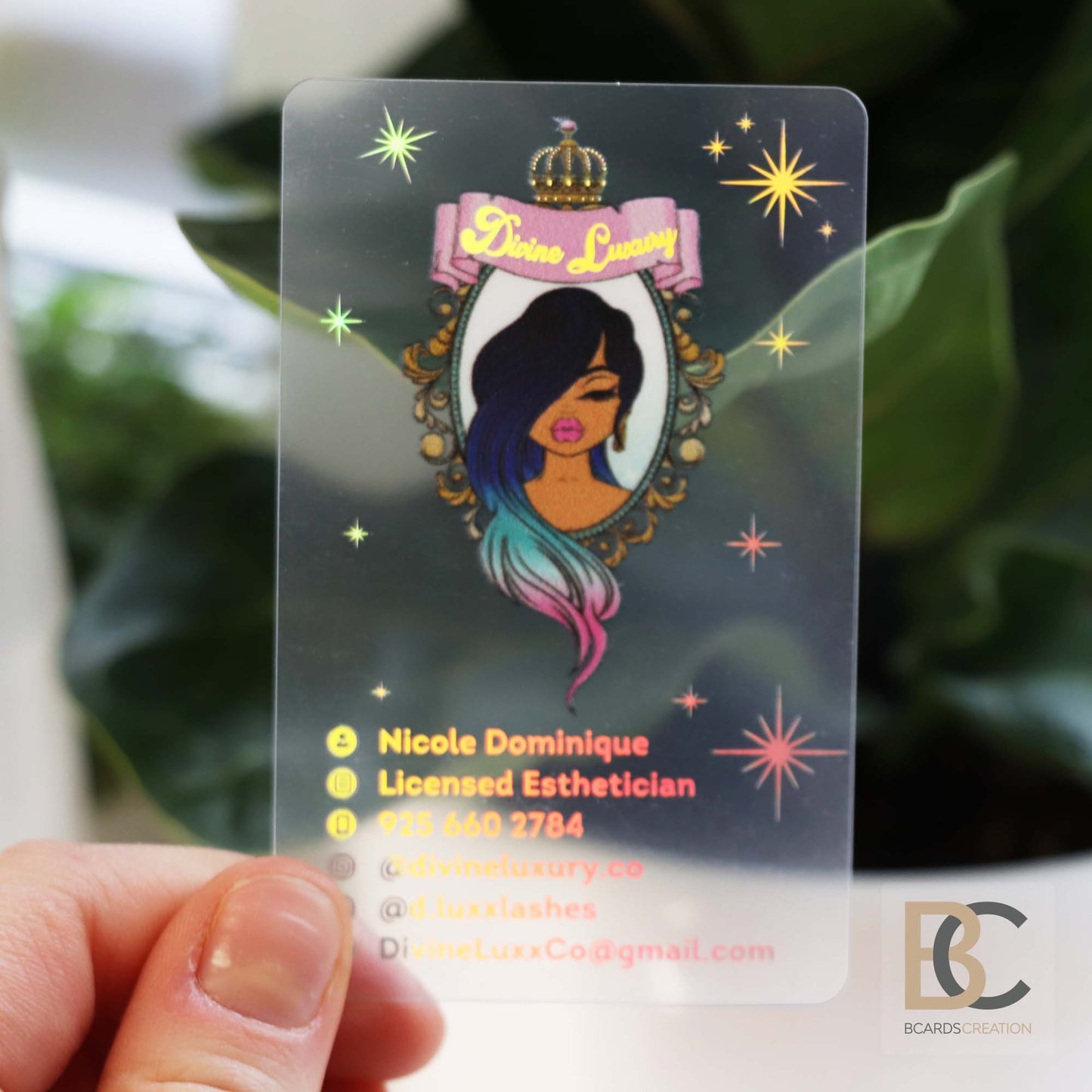 Personalized Clear Business Cards | Foil Stamping | Full color Printing BcardsCreation