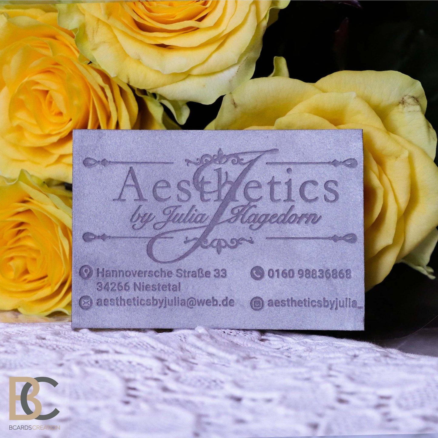 GRAY or COLORED VELVET Thick Multilayer Business Cards | Blind Debossing BcardsCreation