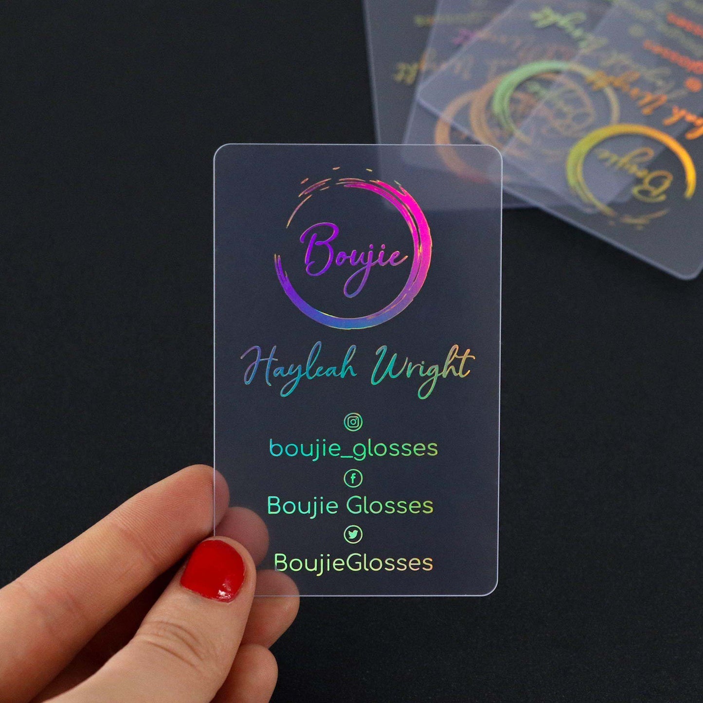 Holographic Clear Transparent Business Crads