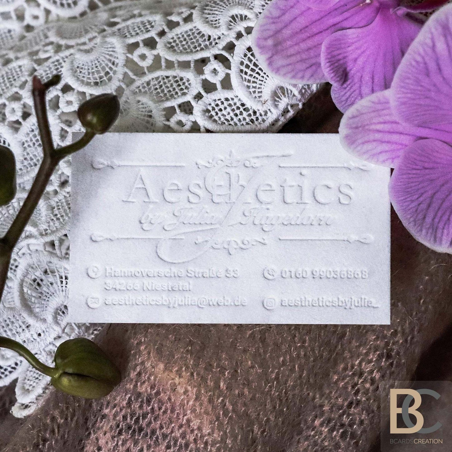 WHITE or COLORED VELVET Thick Multilayer Business cards | Blind Debossing BcardsCreation