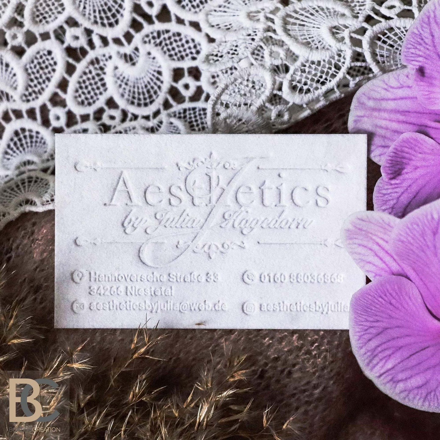 WHITE or COLORED VELVET Thick Multilayer Business cards | Blind Debossing BcardsCreation