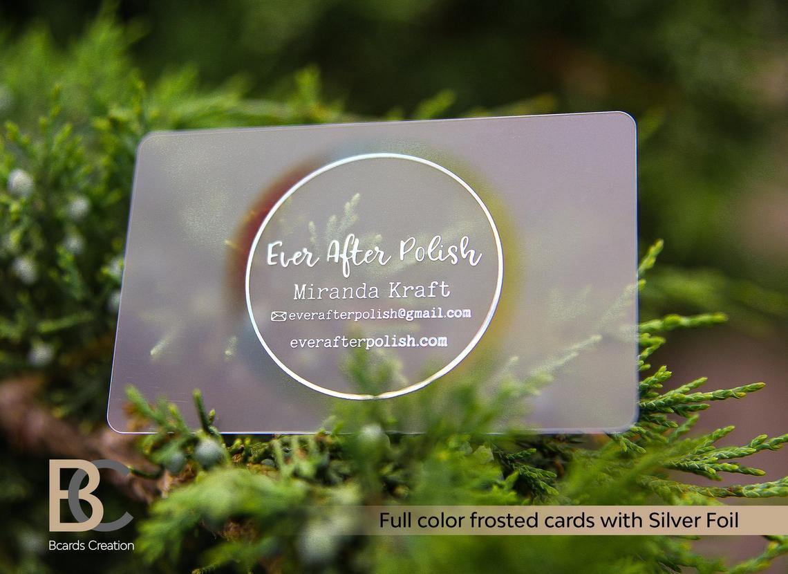 Frosted Plastic Business Cards | Full color Print | 1-3 Foils | Unique Business Cards Frosted Plastic Business Cards | Full color Print | 1-3 Foils | Unique Business Cards Business_cards, foil_stamping, Foiled_card, Frosted_Card, Plastic_Cards Transparent Business Cards