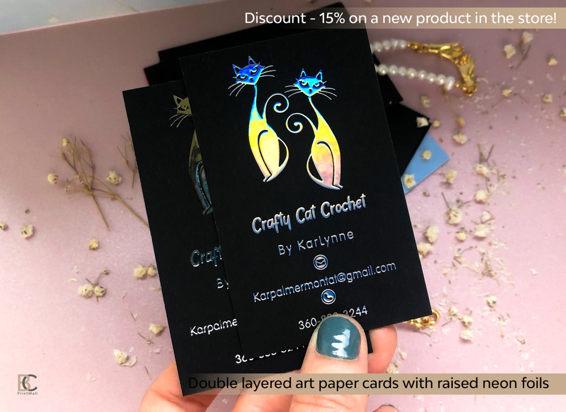 Raised foil business cards. Soft touch finish, Colored art extra hard 40 pt paper BCardsCreation