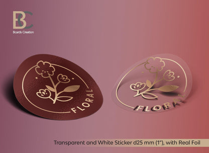 1" Custom Round Stickers, d25 mm, 1 inch, Transparent Stickers, White Stickers, Adhesive Stickers, Foiled Stickers - BcardsCreation