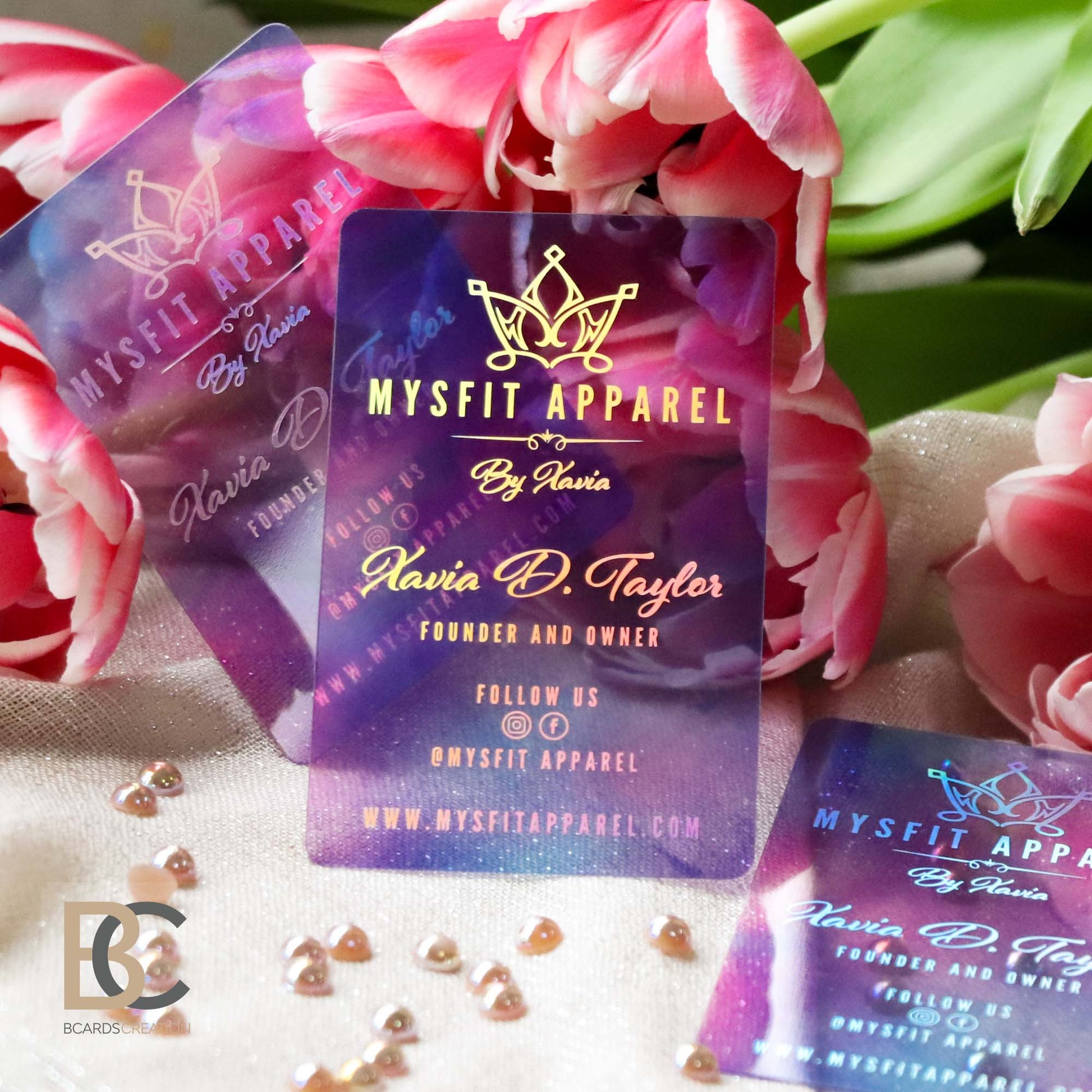 Clear Full Color Silver Foil Plastic Business Cards