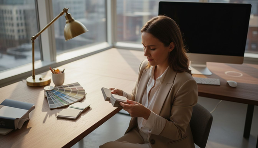 Designer reviewing luxury business card samples