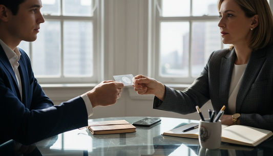Executive handing clear luxury business card