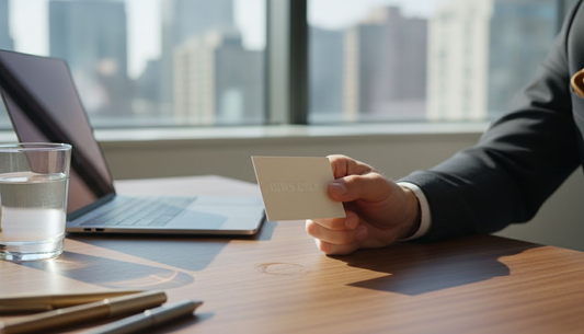 Person feeling luxury business card texture