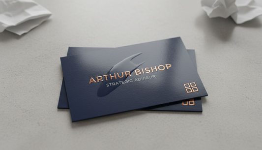 Professional exchanging high-end business card at event