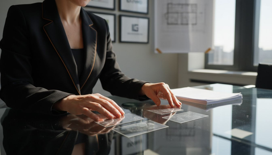 Executive reviews luxury mirror business cards