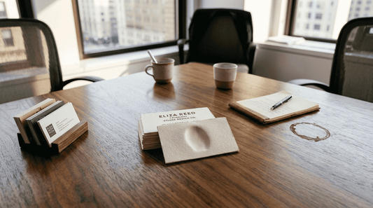 Passing premium business card in office