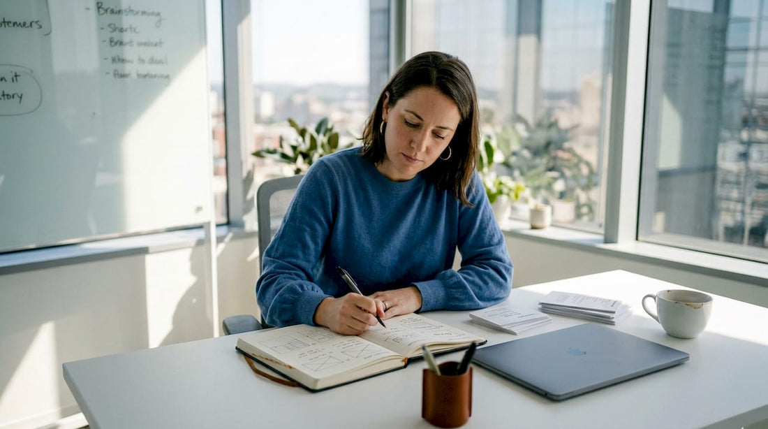 Creative director sketching card designs