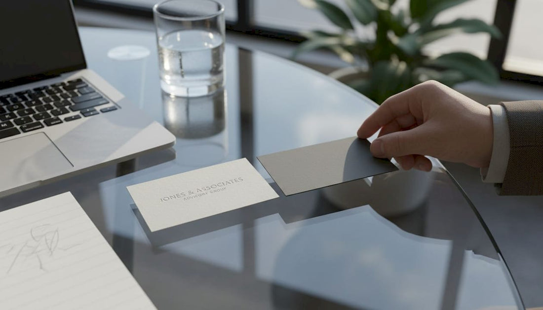 Genuine business card exchange in office