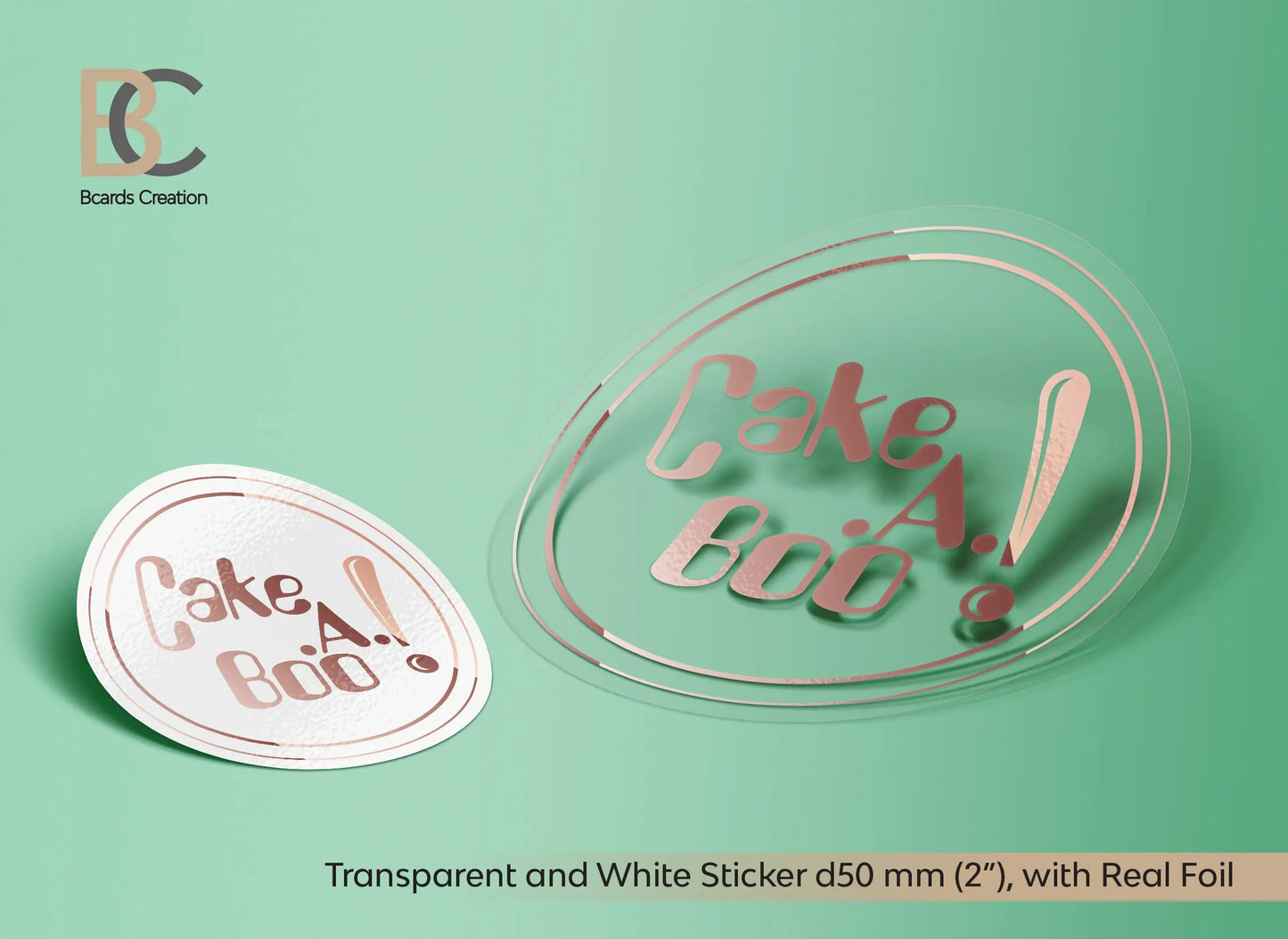 1" Custom Stickers, up to 2 inch wide, Transparent or White Stickers, Foiled Stickers BcardsCreation