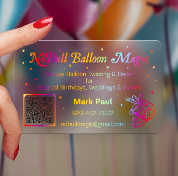 Thick Frosted Transparent Plastic Business Cards - 2 Foil Colors for Mark Paul - NoBull Magic BcardsCreation