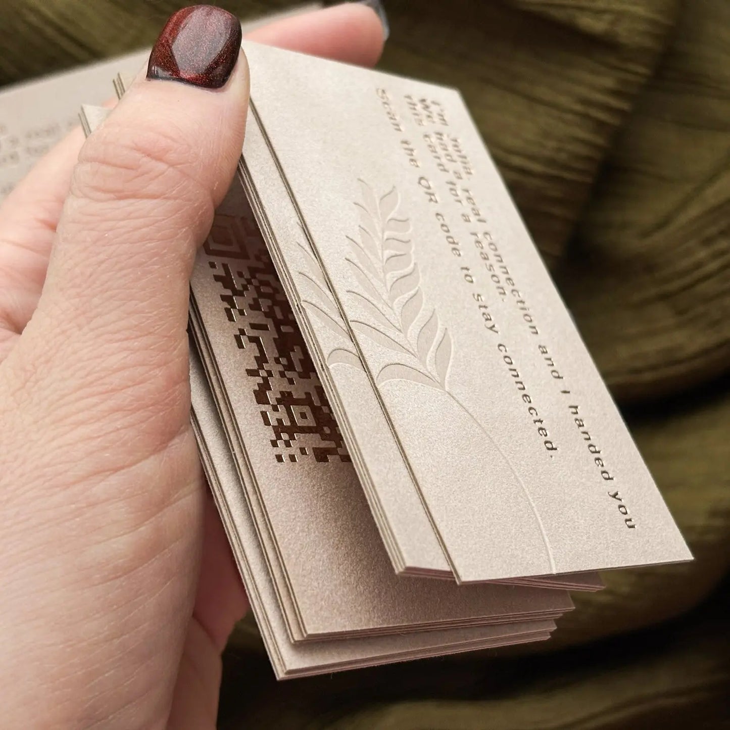 Aura Luxury Velvet Business Cards with Foil Debossing & Custom QR Code BcardsCreation