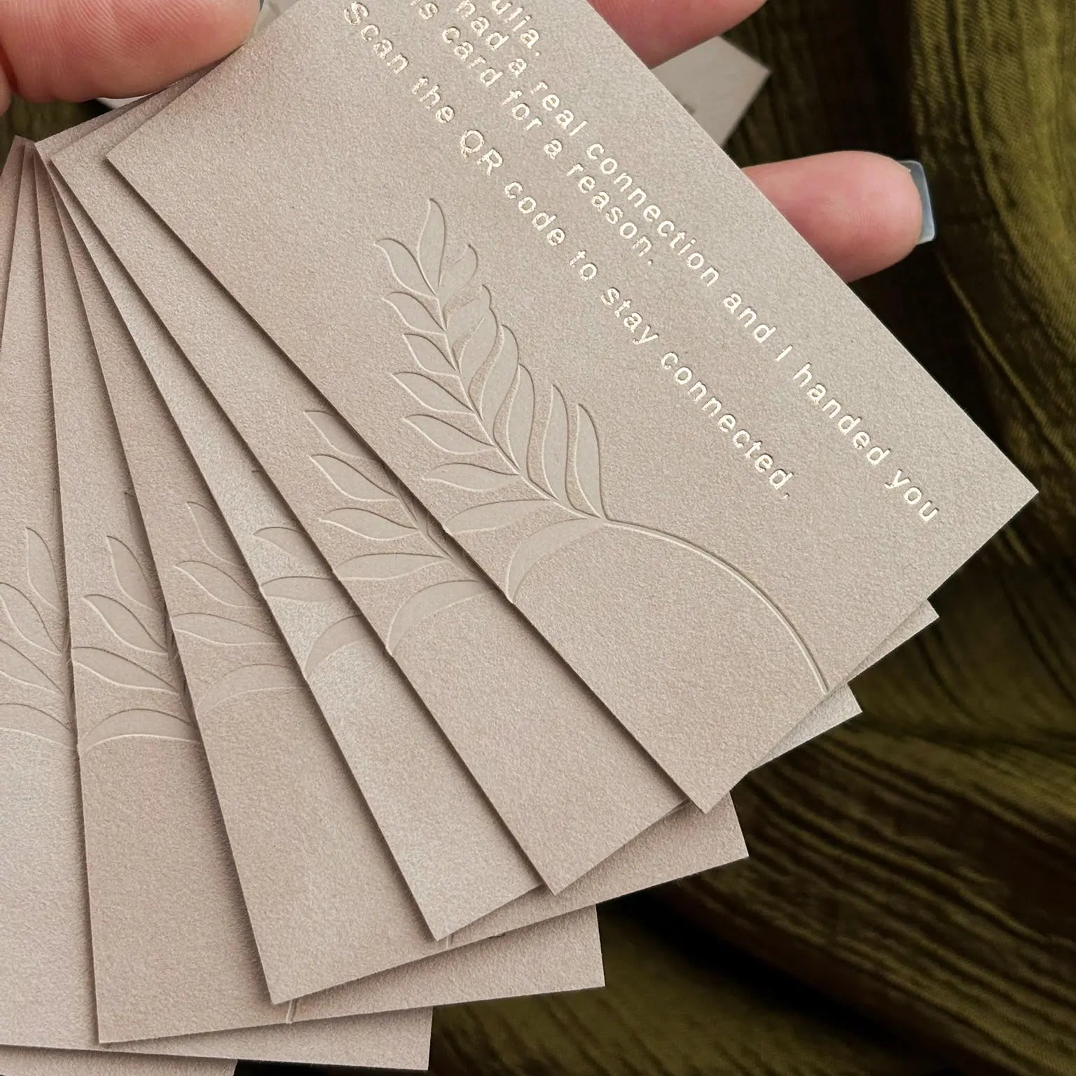 Aura Luxury Velvet Business Cards with Foil Debossing & Custom QR Code BcardsCreation