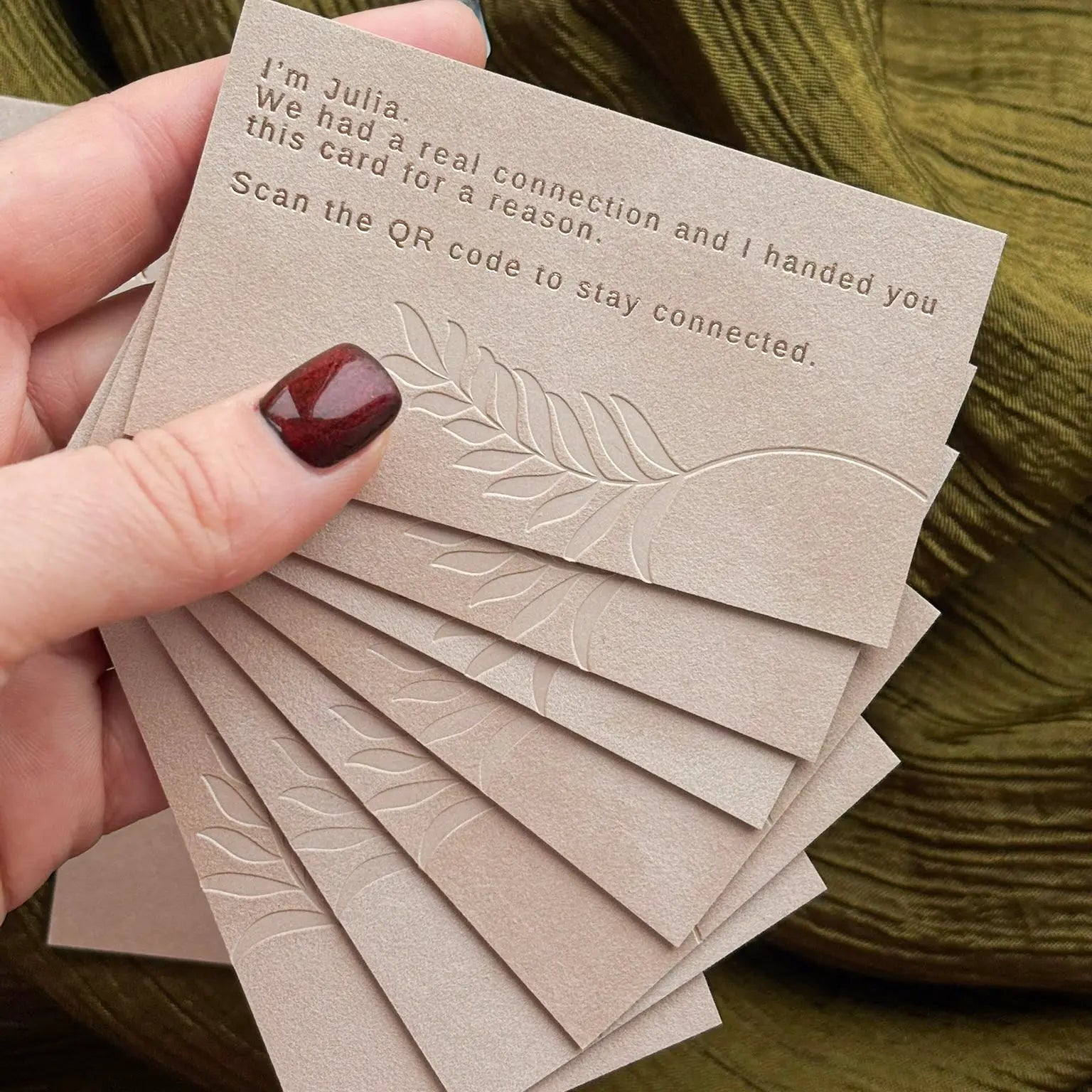 Aura Luxury Velvet Business Cards with Foil Debossing & Custom QR Code BcardsCreation