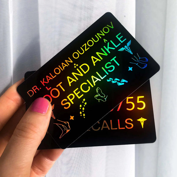 Black and holographic business cards