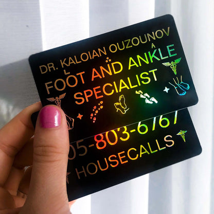 Black and holographic business cards | Matte acrylic business cards BcardsCreation