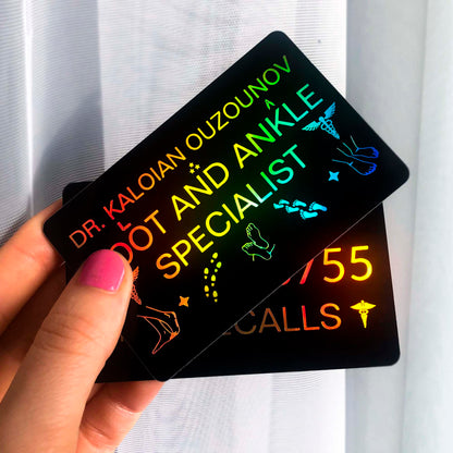 Black and holographic business cards | Matte acrylic business cards BcardsCreation