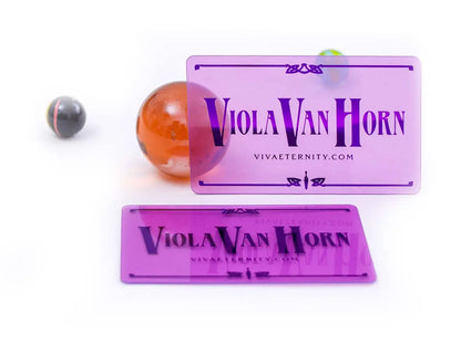 Viola Clear Plastic Business Cards Full color with purple foil 
