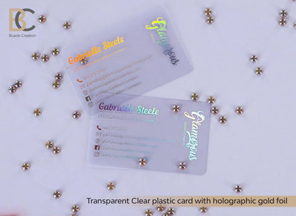 Clear Transparent Plastic Business Cards, 1-3 foil colors - BcardsCreation