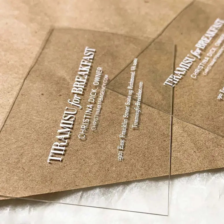 Clear Plastic Business Cards with White Foil – Transparent Elegance BcardsCreation