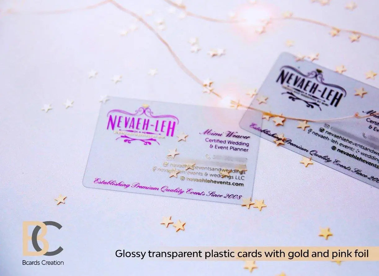 Frosted Transparent Plastic Business Cards with 1-3 color of foils - BcardsCreation