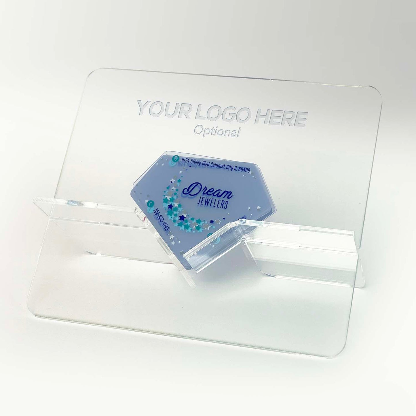 Acrylic Business Card Stand for Diamond Custom Shaped Business Cards
