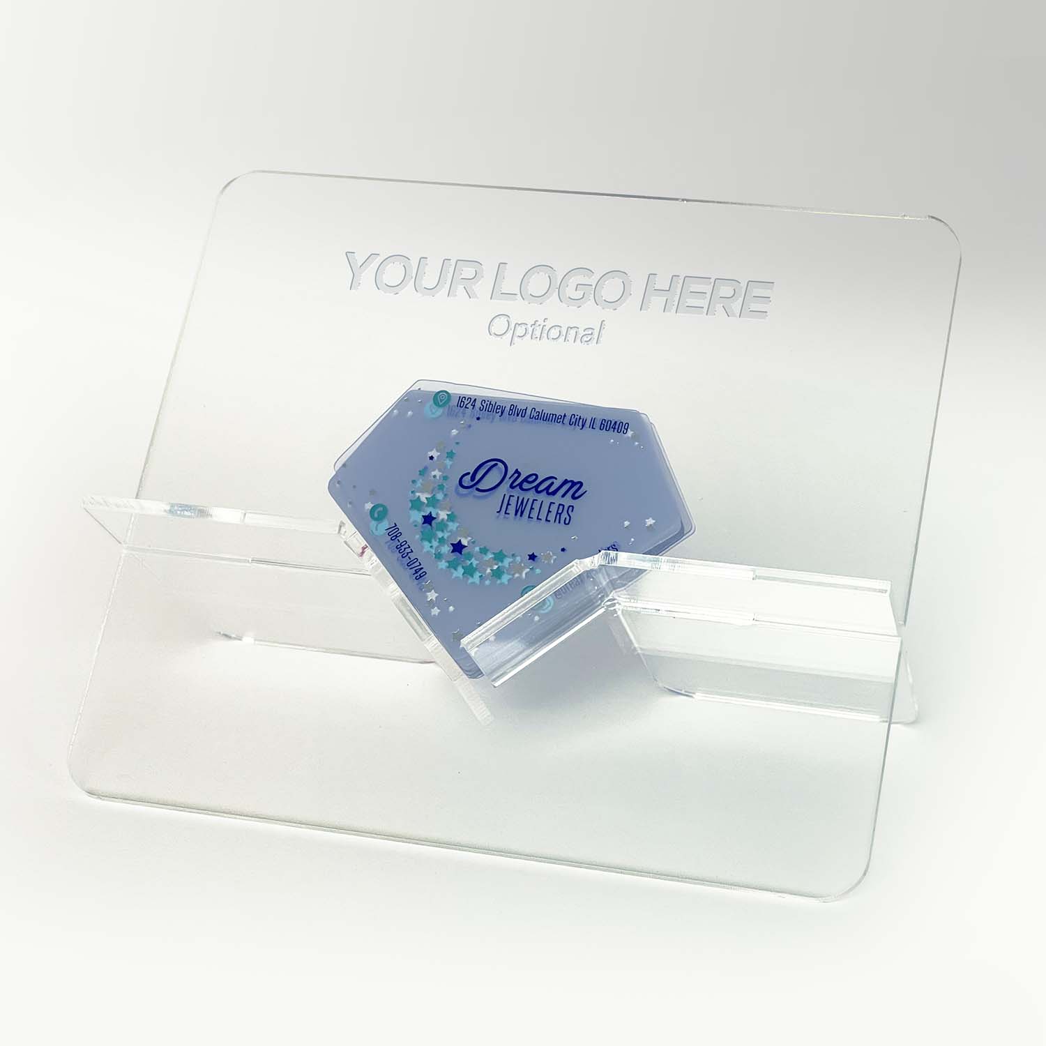 Acrylic Business Card Stand for Diamond Custom Shaped Business Cards