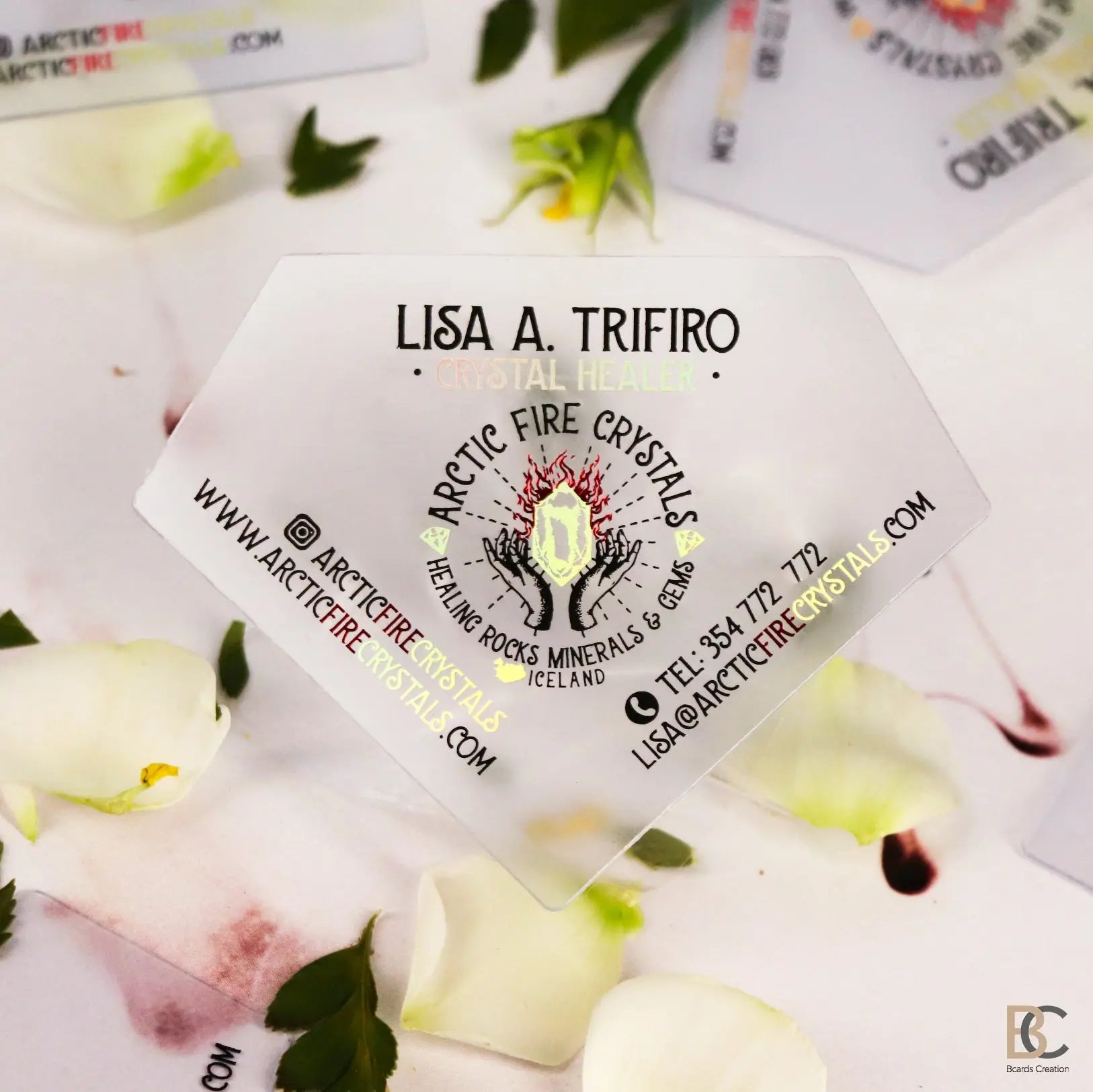 Diamond Business Cards | Frosted Plastic | Custom shape card BcardsCreation