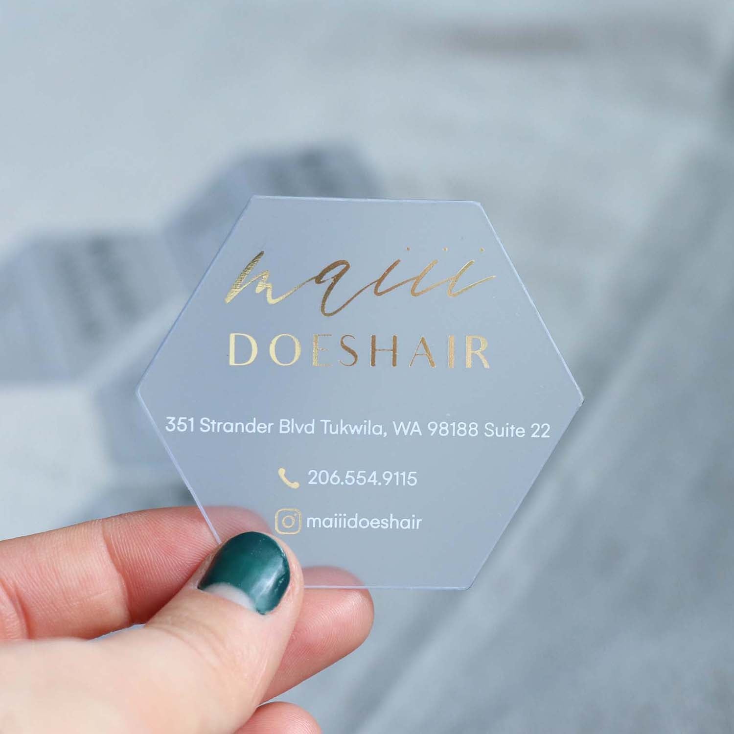 Hexagon Custom Shape Business card | Frosted Plastic Hexagon Custom Shape Business card | Frosted Plastic Business_cards, custom_shape, die-cut, exclusive, foil_stamping BcardsCreation