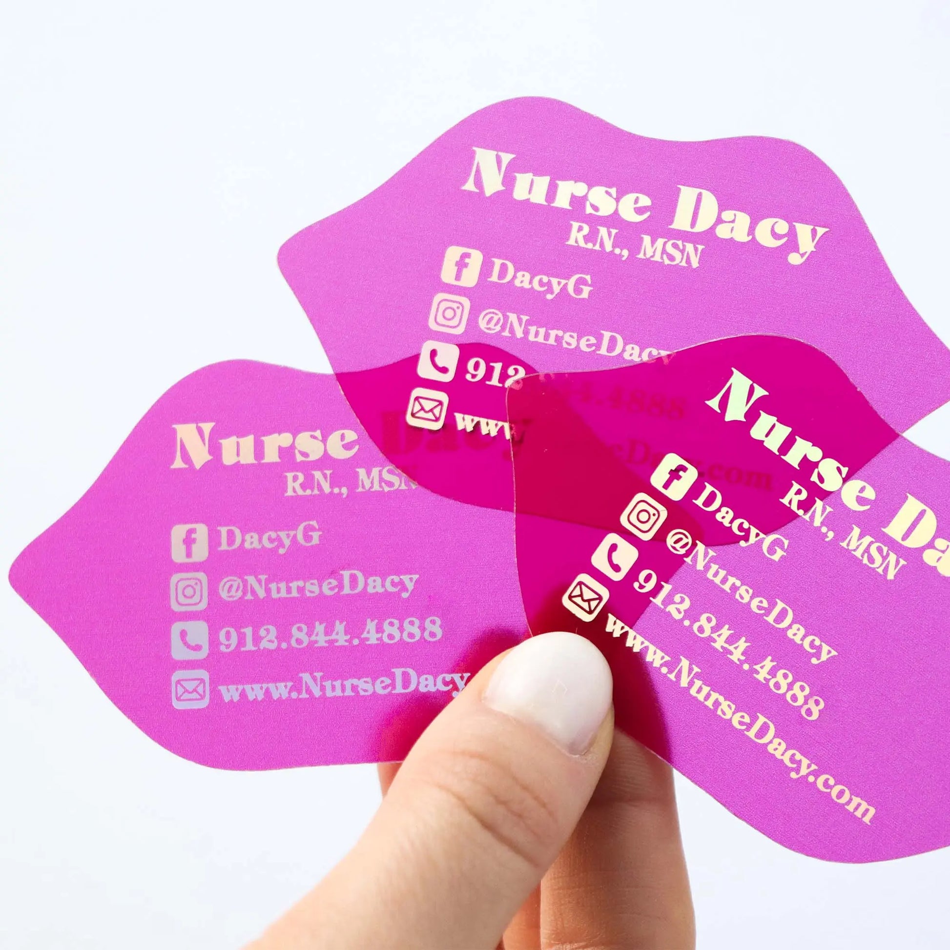 Lips Shape Clear Business card | Hot pink plastic cards | Custom Shape business cards BcardsCreation