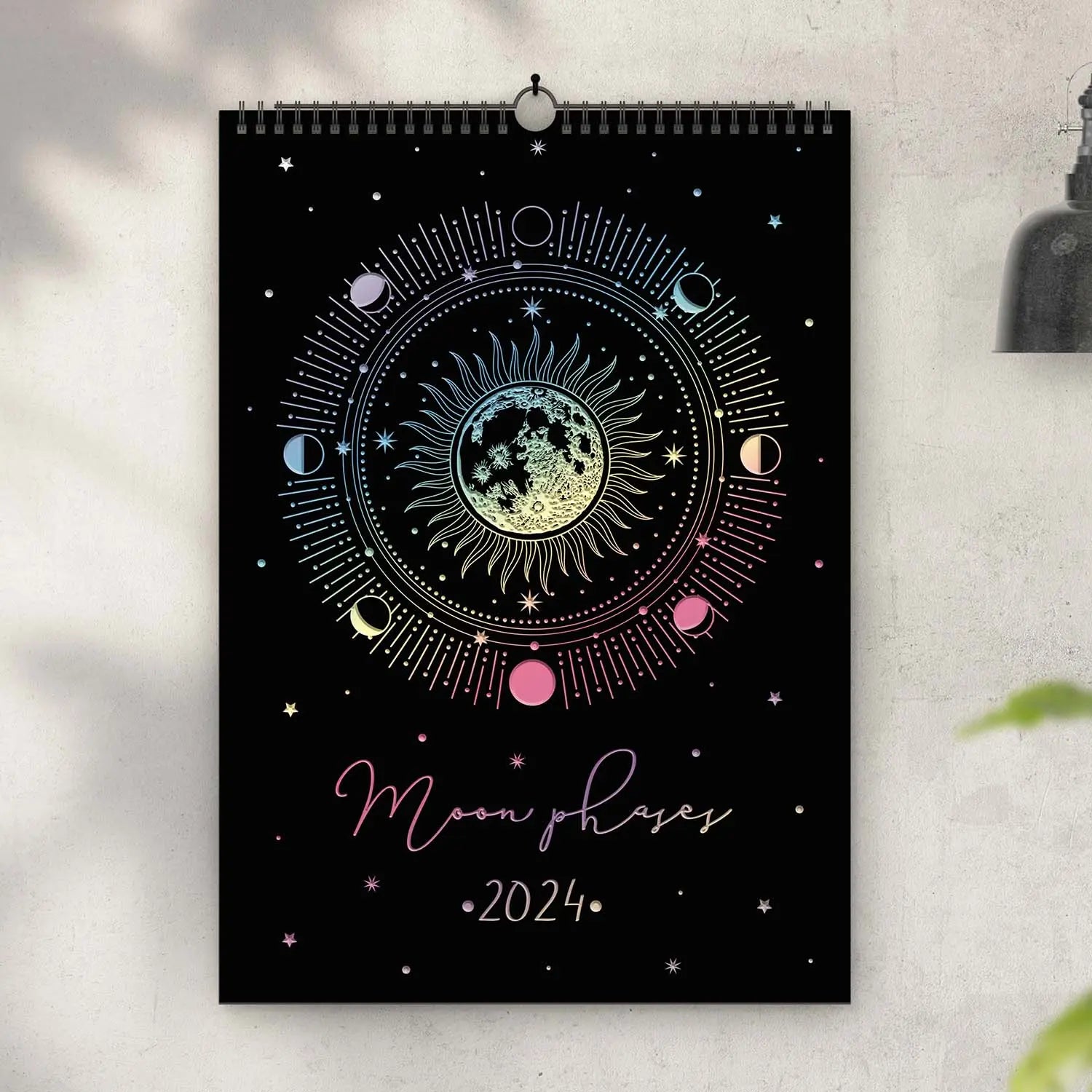 Moon Phases Calendar 2024 with Holographic or Gold foil BcardsCreation