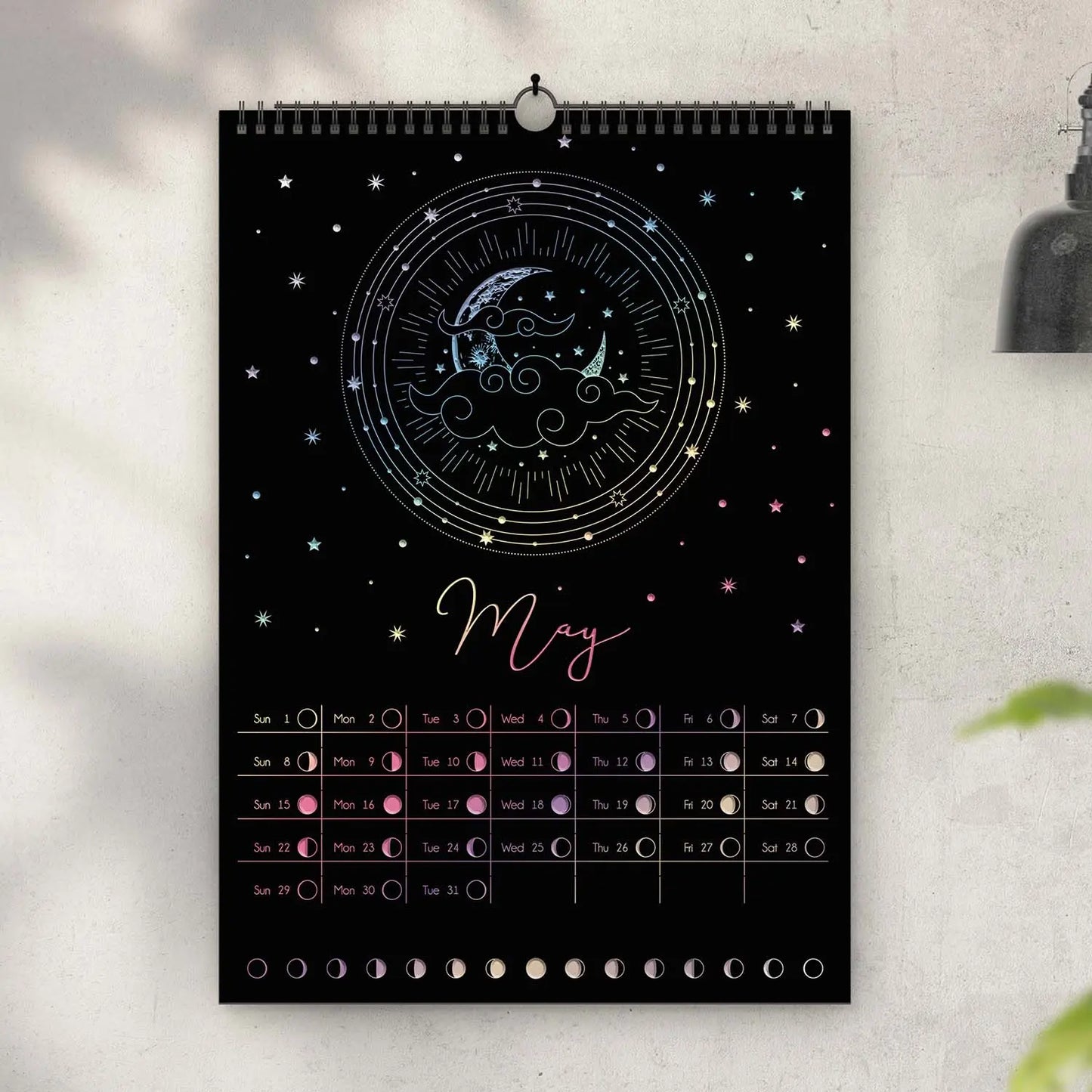 Moon Phases Calendar 2024 with Holographic or Gold foil BcardsCreation
