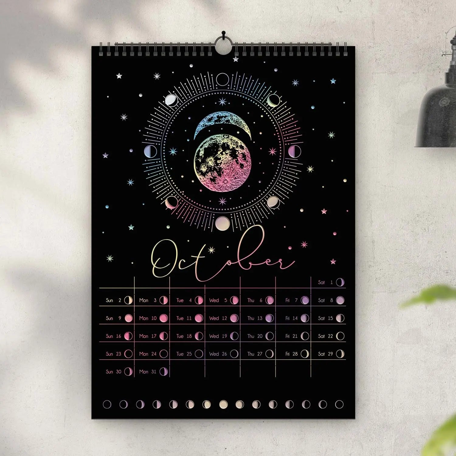Moon Phases Calendar 2024 with Holographic or Gold foil BcardsCreation