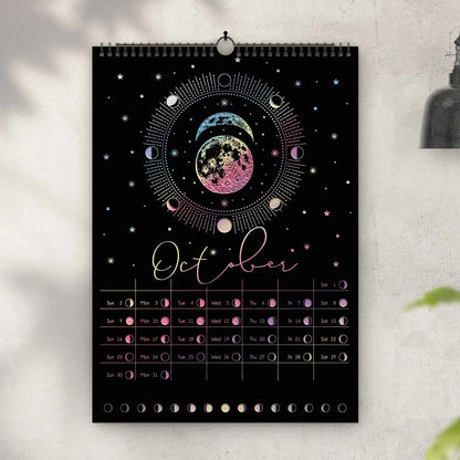 Moon Phases Calendar 2024 with Holographic or Gold foil BcardsCreation