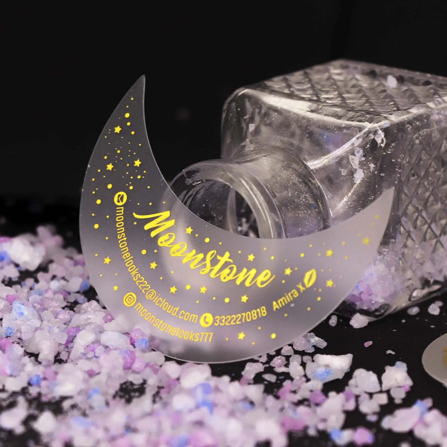 Moon shape custom business card | Unique business card | Custom Plastic Business Card | Jewelry business card BcardsCreation