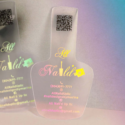 Professional Nail Tech Cards | Custom Frosted Plastic with QR & Foil BcardsCreation