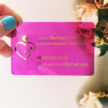 Pink Clear Business Card with Gold Foil